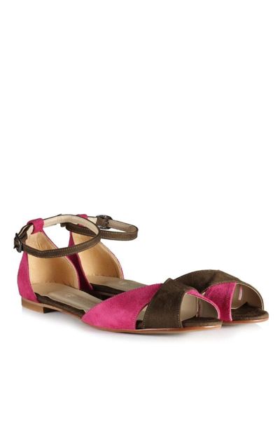 

sandals large size green fuchsia suede, Black