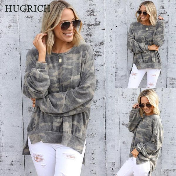 

women's hoodies & sweatshirts spring and autumn camouflage round neck long-sleeved pullover casual lazy style loose, Black
