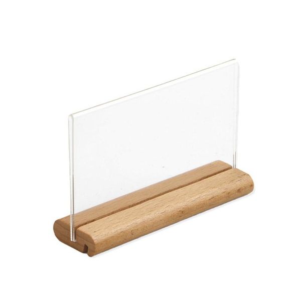 

frames shape name t card display acrylic panel wooden table menu sign holder stand price paper tags label rack