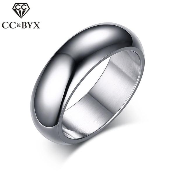 

wedding rings trendy jewelry men ring titanium steel silver color simple smooth party classic accessories personality bijoux 934e, Slivery;golden