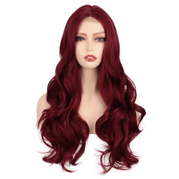 

wig women's small front lace chemical fiber big wave long curly headgear, Black