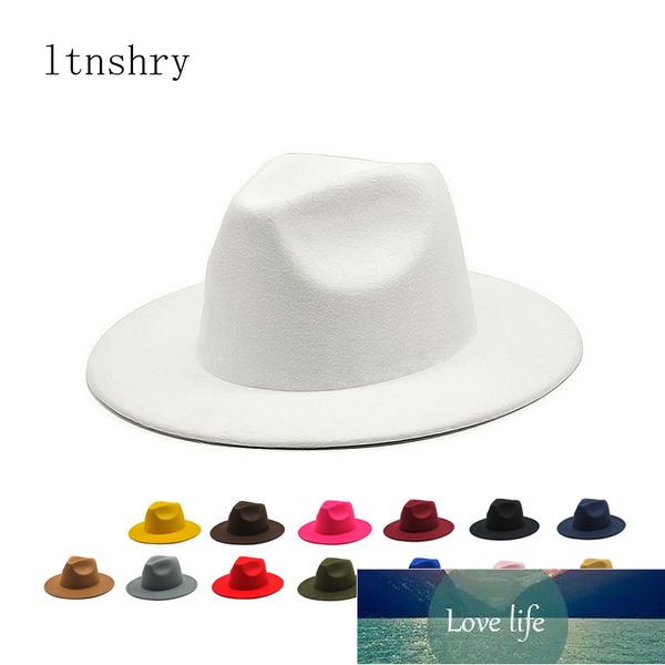 

autumn winter womens felt hat fedoras big brim hats for women british style vintage church hats lady flat brim white jazz cap, Blue;gray