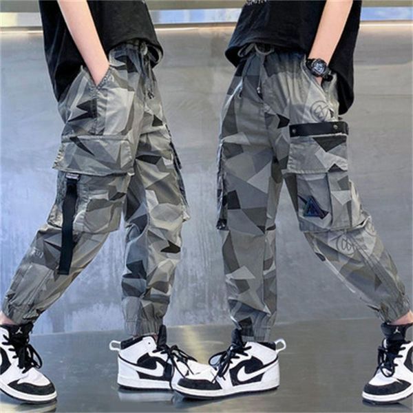 

trousers 2021 boy's trousers, big children's summer and autumn thin anti-mosquito fashion camouflage sports overalls teenager, Blue