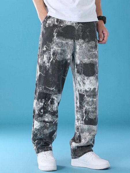 

men marble print jeans y0gc#, Blue