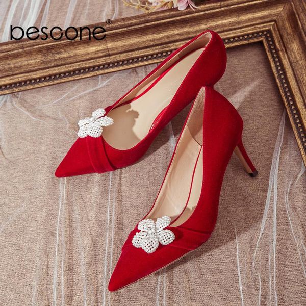 

style high heels pumps basic thin wedding red pointed toe flowers weaving decoration dress suede shoes bm875, Black