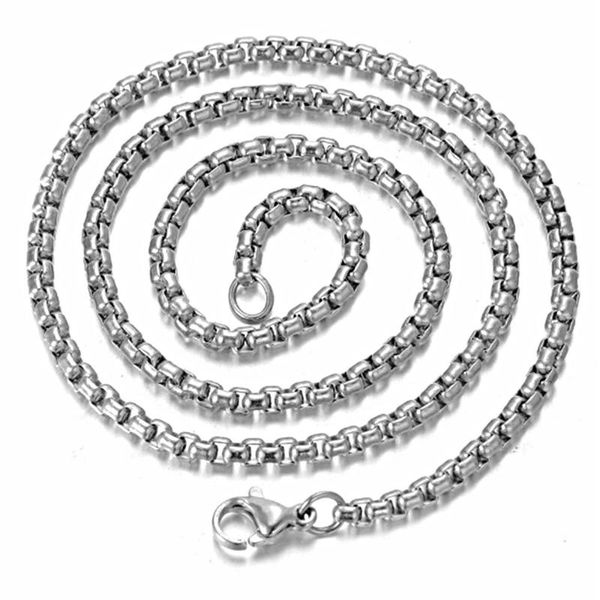 

chains fashion width 2/2.5/3/3.5/4/5mm stainless steel square pearl chain figaro necklace jewelry for men women findings wholesales, Silver