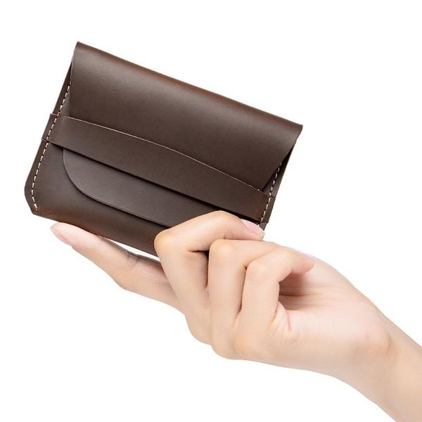 

card holders 2021 design genuine leather men coin wallet fashion small holder bag retro male zero walet pocket thin cover 50, Brown;gray