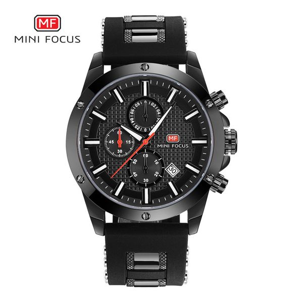 

minifocus watches mf0089g men jam tangan pria silicone band chronograph sport watches mens quartz watch waterproof military sports brand lum, Slivery;brown