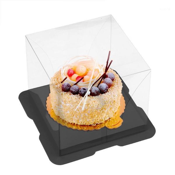 Enrole de presente Clear Cupcake Box Square Packing com Parteira Pet Candy Cake Food Transport Party Party Party