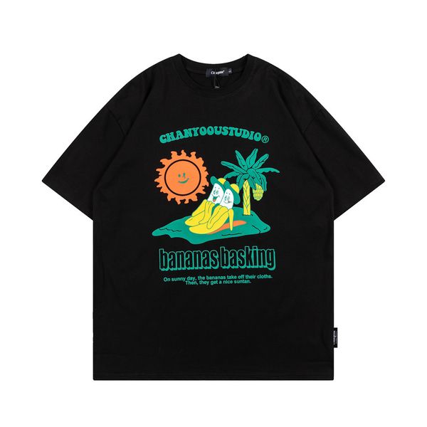 

men's t-shirts designer tide t shirt men cartoon print street trend loose round neck summer short sleeve high street tee, White;black