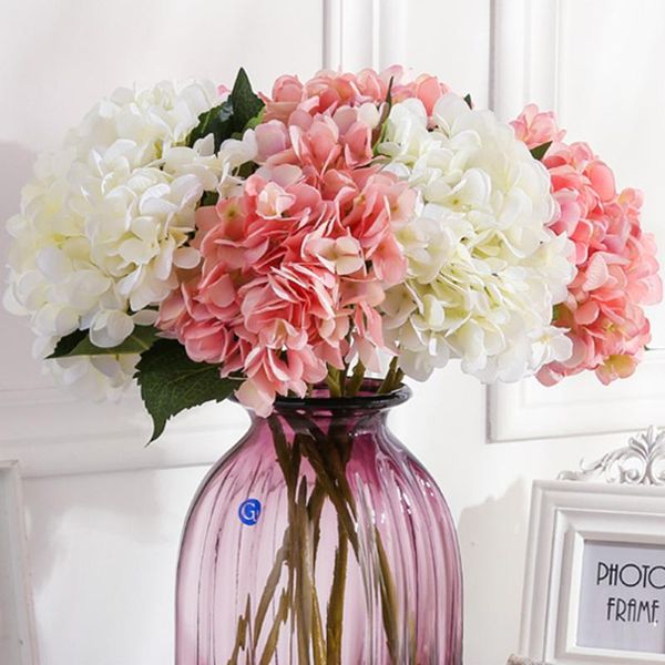 

decorative flowers & wreaths artificial hydrangea branch home wedding decor autum silk plastic flower fake party room decoratio