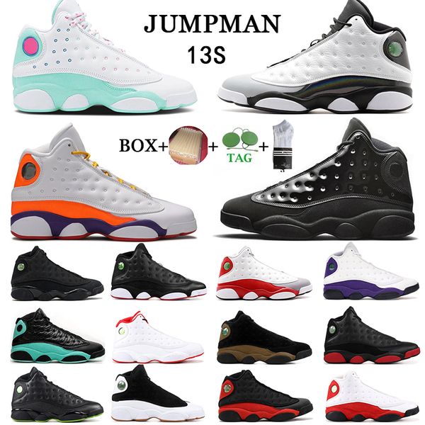 

with box 13 13s jumpman basketball shoes mens womens phantom barons defining moments chicago black bred playoffs island green trainers sport, White;red