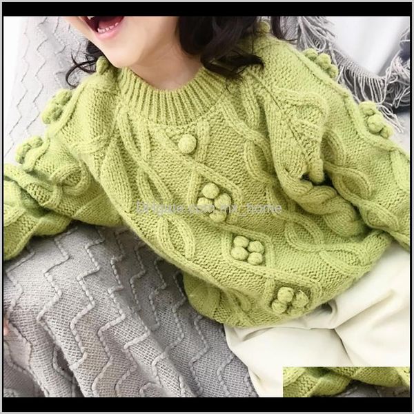 Maglioni Abbigliamento Baby Maternità Drop Delivery 2021 Pom Kids Spring lavorato a maglia con cappuccio Ragazzi Ragazze Toddler Solid Maglione Handmade Baby Pullover Ca