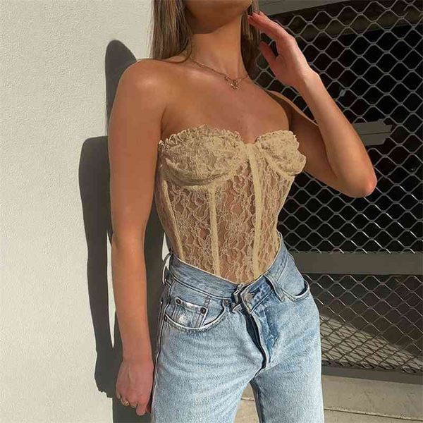 Sexy Lace off Ombro Top Mulheres Elegante Party Tube Top Black Tank Tops Clube Night Wear Crop Tops Alta Qualidade Top Top Feminino 210522