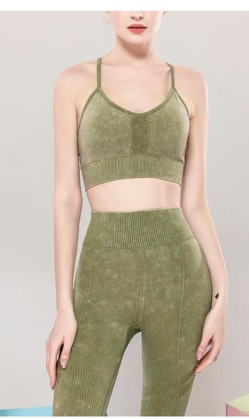 

yoga outfit women tie dye set gym clothes sleeveless crop and leggings fitness tracksuit workout sports suit