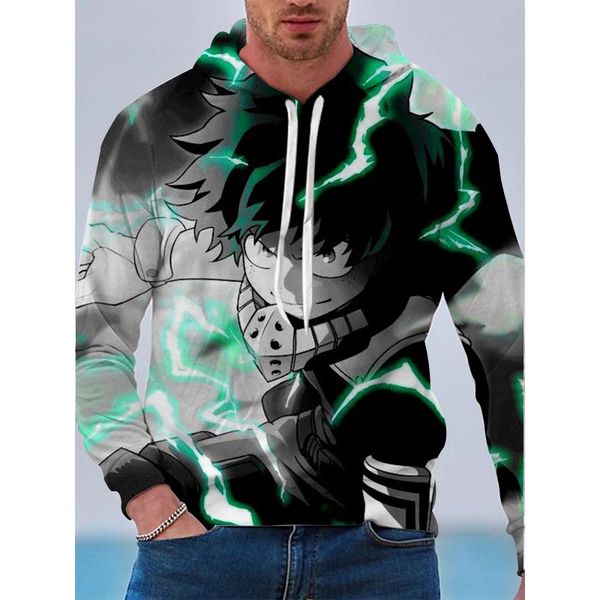 

my hero academia lightning pattern men is a 3d printed hoodie visual impact party punk goth round neck sweatshirt hoodie, Black