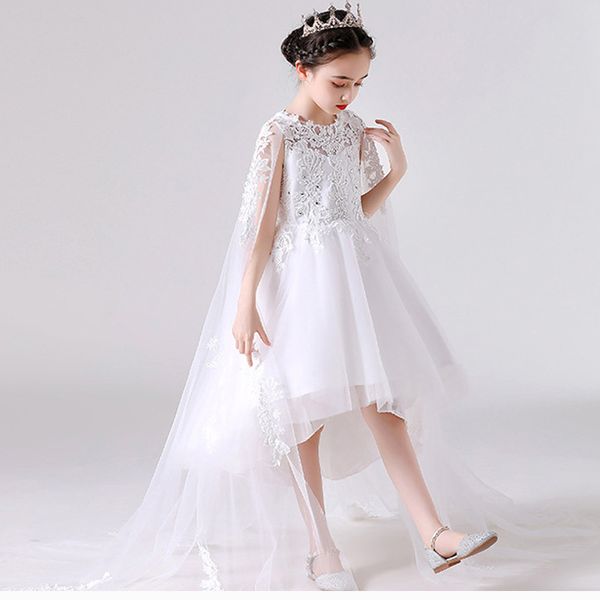 

2021 white flower ball gow child wedding dress princess bridesmaid girl kids dresses for girls children pageant party 3-14 years, Red;yellow