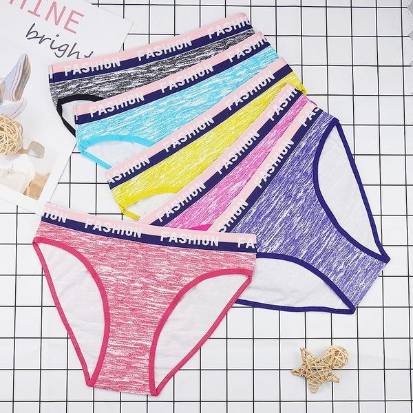 

women's panties woman cotton underwear 6pcs/lots ladies briefs text fashion underpants camo printed soft shorts mid-waist knickers sm8u, Black;pink