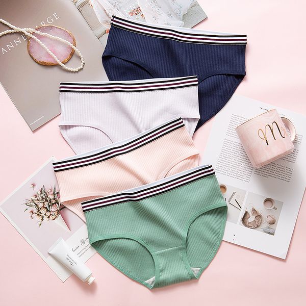 

sp&city sporty cotton solid women underwear female striped breathable seamless briefs soft sanitary panties lingerie tanga, Black;pink