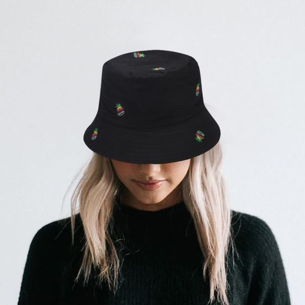 

summer fashion sun hat foldable bucket beach wear on both sides cap sunscreen fisherman flat hunting 3.3 outdoor hats, Black;white