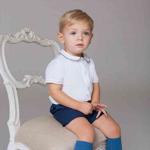 

spanish baby boys clothes set summer baby infant kids clothing toddler boy suit children cotton short 2pcs outfits, White