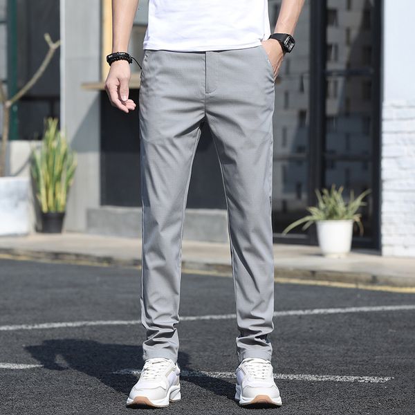 

spring 2021 and summer trend casual pants men's trousers korean elastic straight sports, Black