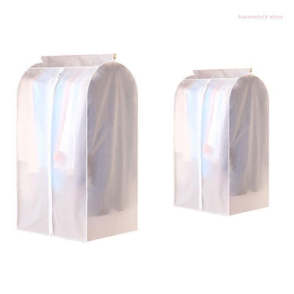 

storage boxes & bins large capacity translucent clothes cover protector dustproof hanging clothing bag with full zipper waterproof hx6d