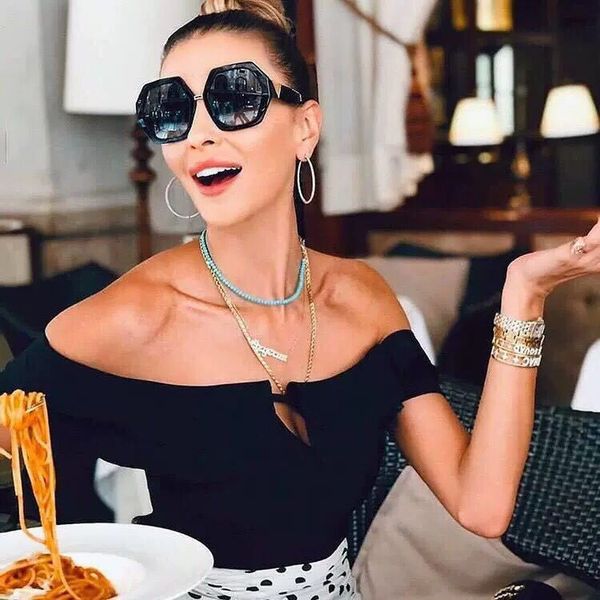 

ins stylish popular chic designer oversized leopard fashion sunglasses for women men ladies female for vocation driving beach with box case, White;black
