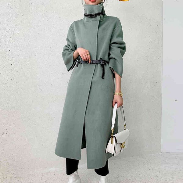 

women's trench coats wool coat women's autumn and winter long padded jacket q34x, Tan;black