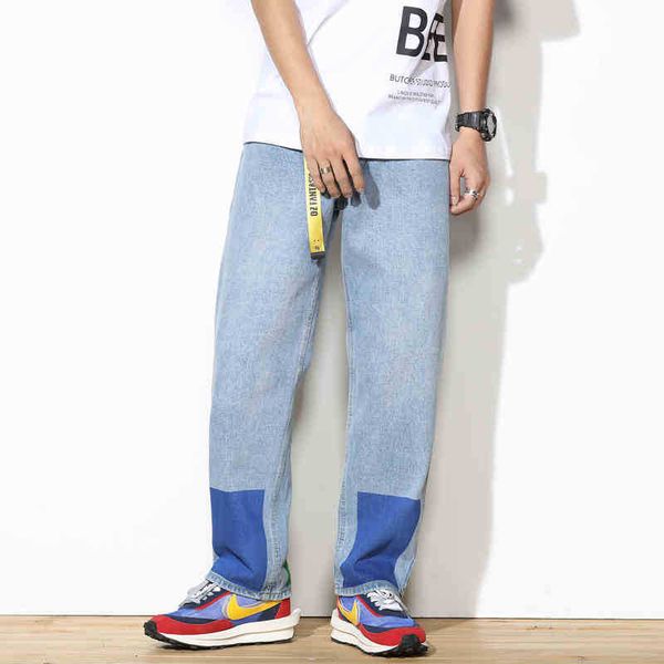 

men's jeans jeans streetwear hip hop blue water-washed daddy straight-bottomed for men are with wide-legged 5xl 4x7p