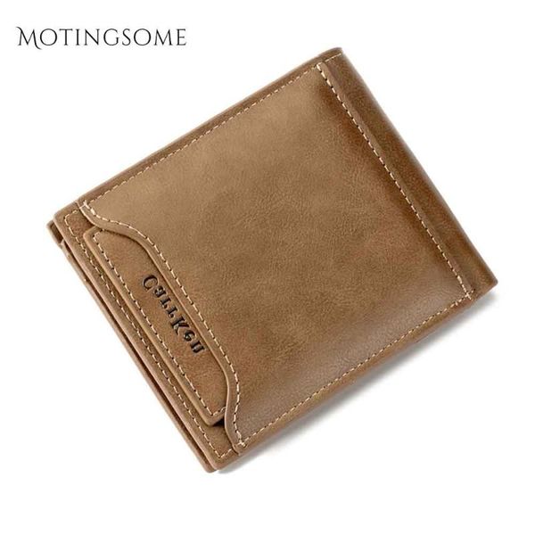 

wallets retro style men and purses minimalist solid color oil wax leather short wallet card holder fashion luxury design 2021, Red;black