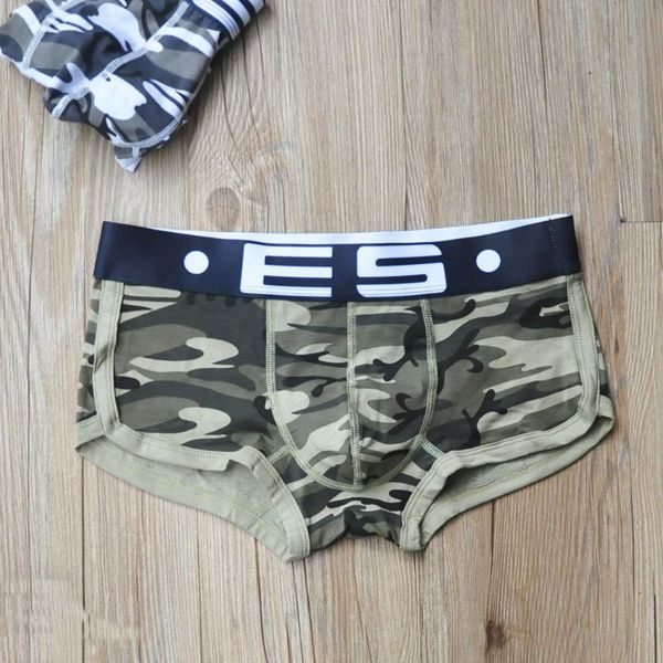 

underpants style men's cotton camouflage boxers fashion low waist, Black;white