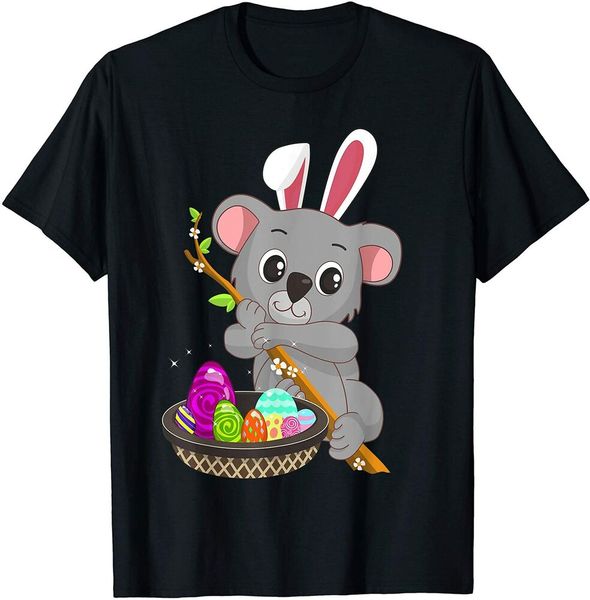 

easter koala bear holiday bunny ears and colored eggs t-shirt size s-5xl, White;black