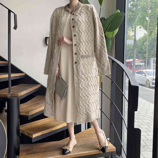 

sweater winter coat women casual long cardigan single-breasted knit sweater pocket knitted jumper, White;black