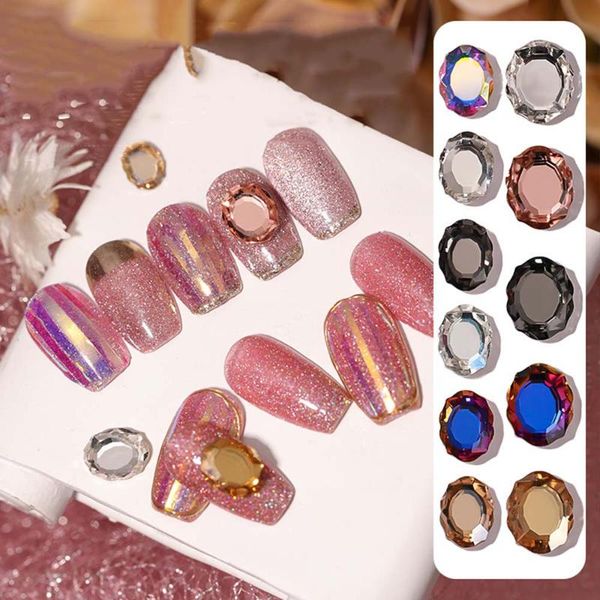 

5pcs/set nail art decorations rhinestones charm mirror crystal 6x8mm/8x10mm drills for 3d manicure accessories, Silver;gold