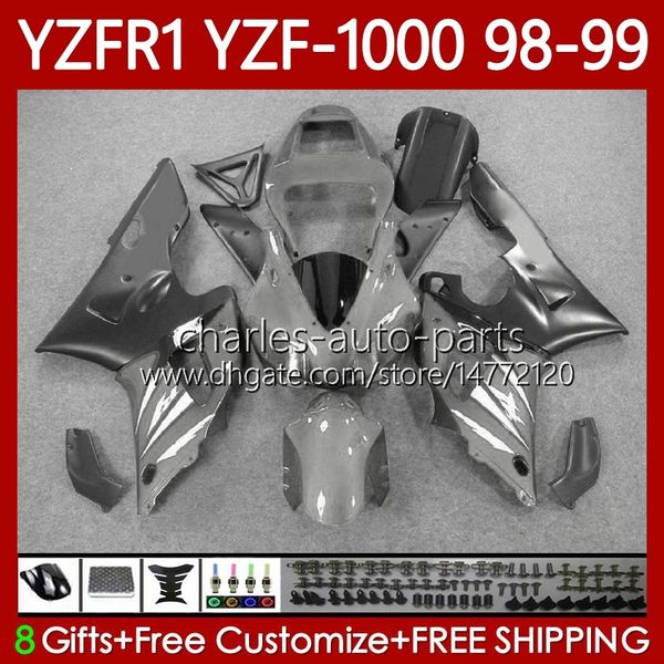 Karosserie-Kit für Yamaha YZF-1000 YZF-R1 YZF1000 YZFR1 98 99 00 01 Karosserie 82No.145 YZF R1 1000CC 1998-2001 Grau Schwarz YZF 1000 CC R 1 1998 1999 2000 2001 Motorradverkleidung