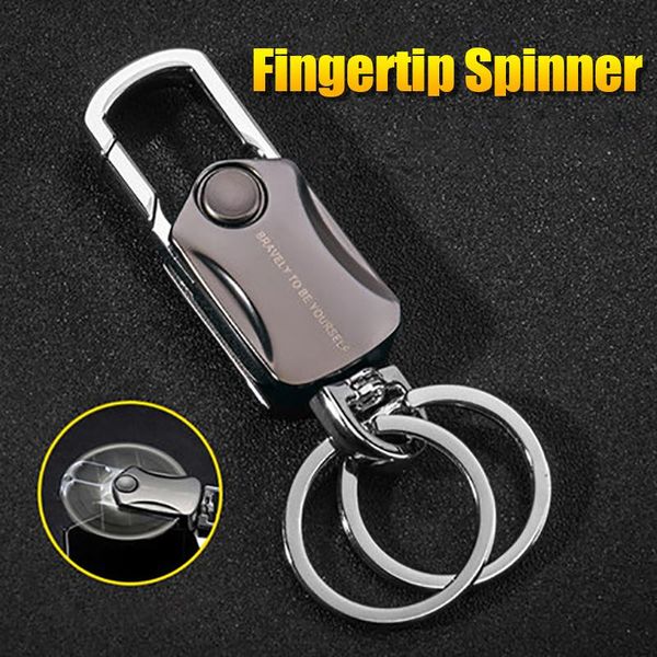 

keychains multi-function key chain creative car keyring ring personalized pendant rotating gyro mobile phone bracket engraved custom, Silver