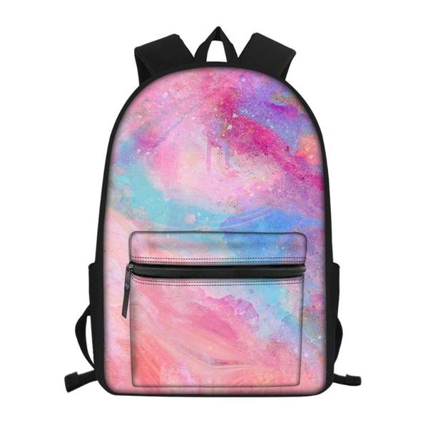 

customzied art colorful school bag pink for girls children junior student notebook backpack orthopedic book sac a dos femme bags