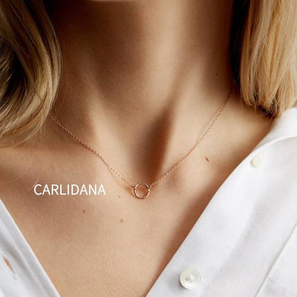 

pendant necklaces carlidana ins design hammer pattern circle necklace minimalist cold style fashion jewelry, Silver