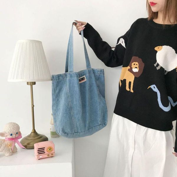 

evening bags fashion simple denim shoulder for women 2021 casual handbag sac a main femme high capacity tote bag bolsa shopping