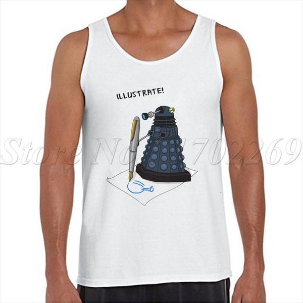 

dalek hobbies men tank cartoon mens printed funny cool vest hipster o neck casual singlets, White;black