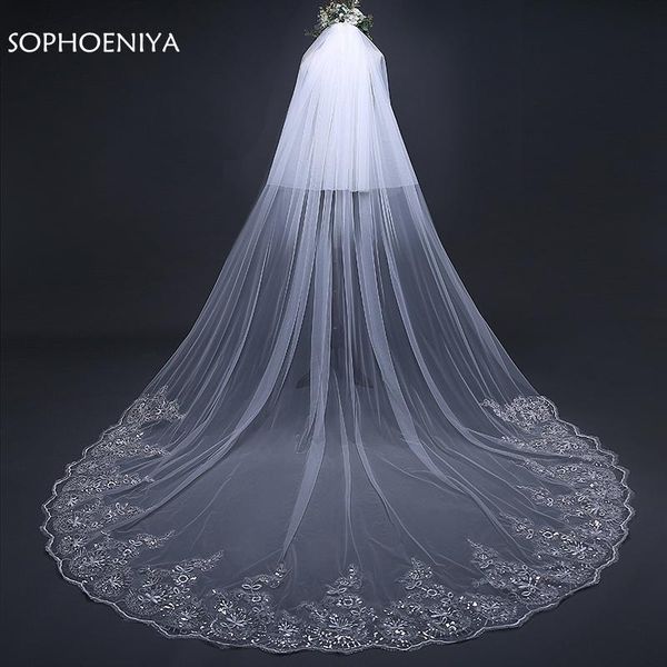

bridal veils 2021 cathedral wedding veil with comb welon white ivory slubny accessories mariage, Black