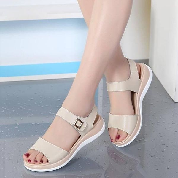 

summer women shoes anti-skid soft outsole flat sandals size 35-40 princess fashion easy match students, Black