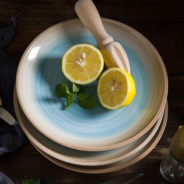 

japanese-style personalized ceramic hand-painted flat plate 9-inch characteristic steak dessert household dish dishes & plates