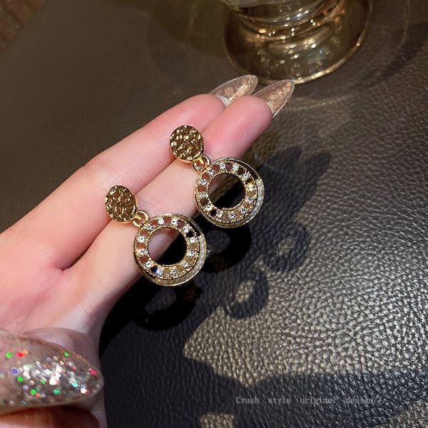 

925 silver needle inlaid diamond pearl circle earrings personality net red earrings fashion fashion earrings, Golden;silver