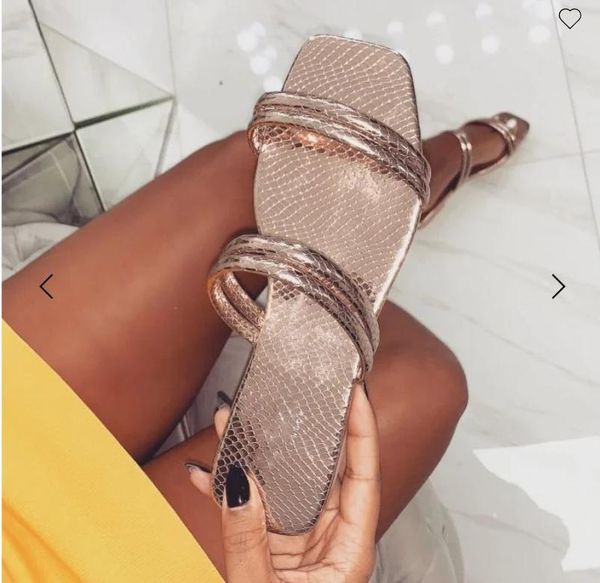 

slippers women sandals trending shoes summer flat heel slip on slides square toe high quality, Black