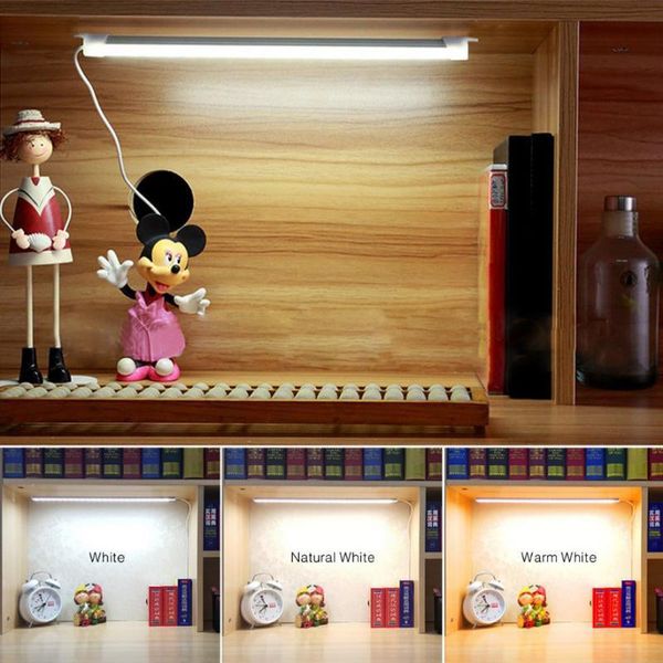 

book lights 35cm led lamp with usb bookcase three colors switch cabinet wardrobe rechargeable bedside kids reading strip