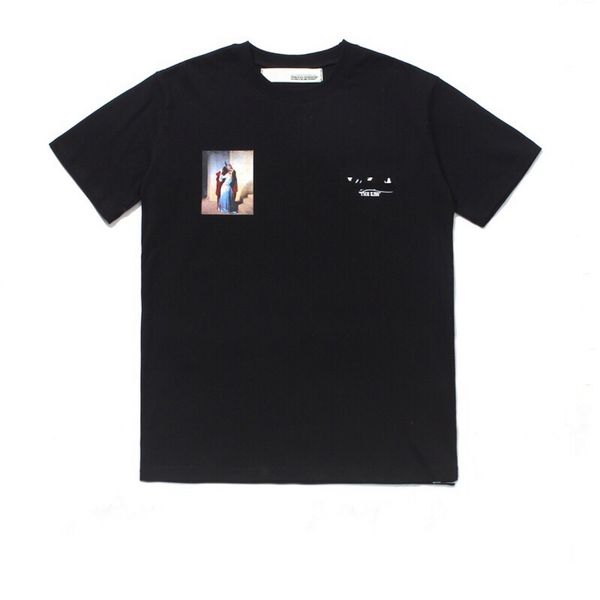 

fashion designer oil paintting cotton short sleeves t shirt mens tee t-shirt casual tee back printing shirt black white, White;black