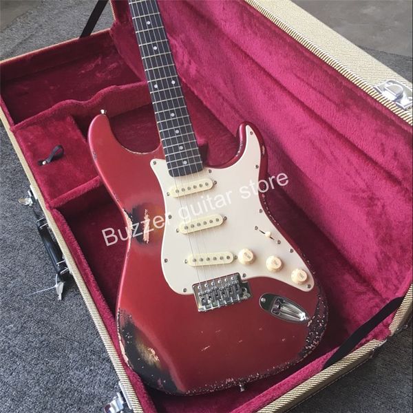 Chitarra elettrica Custom Shop 1969 Candy Apple Red Reissue Relic, tastiera in palissandro guitarra