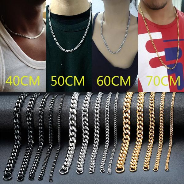 

chains ckn men's christmas gifts basic punk stainless steel necklace for men women cuban link chokers jewelry, Silver